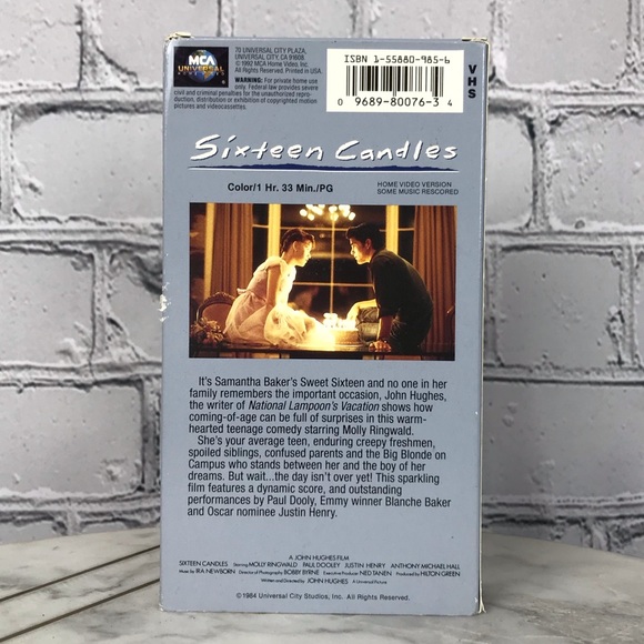 Sixteen Candles It’s The Time Of Your Life That May Last A Lifetime VHS Movie - Picture 4 of 10